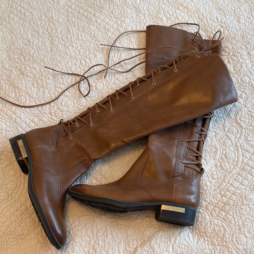 Vince Camuto Tan Lace-Up Boots
